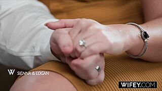 Hubby watches Sienna Rae take double penetration from two guys