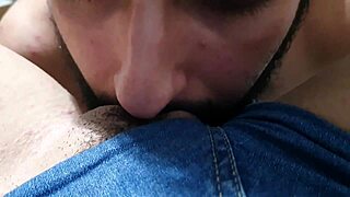 latina milf licks clit thru jeans
