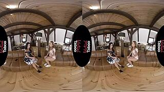 Brunette Gropes Shaved Pussy and Big Tits