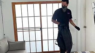 i tied her up she deepthroats moaning for cum