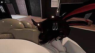 master roughly facefucks his cute roblox bunny slave deep