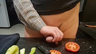 watch this crazy kitchen cock torture urethral insertion episode