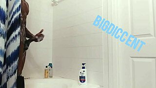 guy strokes throbbing dick in steamy shower quick release