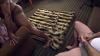 cuckold stares while i drill hot ebony teen's ass with big black cock group bang