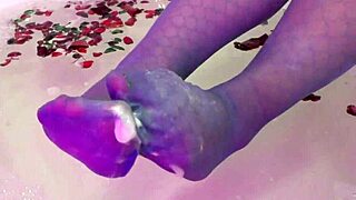 her wet blue nylon feet tease you so sexy