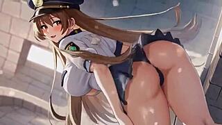 blonde police slut flashes ass tits then takes doggy cowgirl pounding??