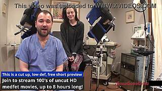 Nurse Lainey spreads for patient gyno exam backstage latex gloves