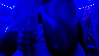 Chubby BBW Rides Monster Black Cock Dildo Tits!
