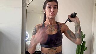 nikatsu athletic emo babe yoga stretch workout gym homemade stretching