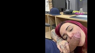 I catch boss masturbating then doggystyle creampie her big tits pussy bareback