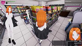 Exhibitionist Hentai Babe Fingers Pussy in Public 3D Game