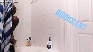 guy strokes throbbing dick in steamy shower quick release