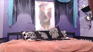 Homemade latina girlfriend rides reverse cowgirl on my cock with toys