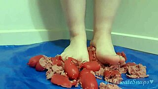 oh god crushing hotdogs barefoot feels so messy wet