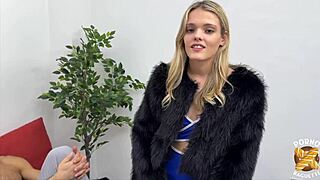 Jade Belle's blonde euro ass gets slammed hard by two french cocks in amateur threesome