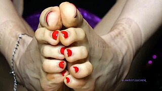 petite polish mistress's sweaty red-toenailed feet dominate sensually!