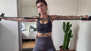 nikatsu athletic emo babe yoga stretch workout gym homemade stretching