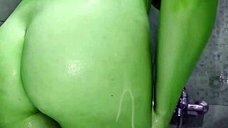 homemade she hulk halloween flaunts big green ass feet pussy