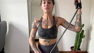 nikatsu athletic emo babe yoga stretch workout gym homemade stretching