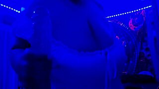Chubby BBW Rides Monster Black Cock Dildo Tits!