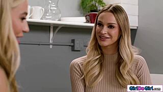 Big Tit Blondes Eat Coworker Pussy Over Lunch!
