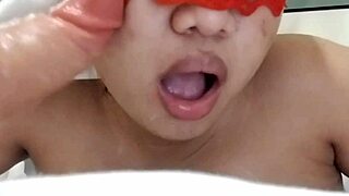 Chubby Filipina's Big Tits Jiggle in Daring Homemade Dildo Dare