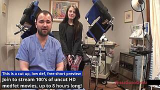 Nurse Lainey spreads for patient gyno exam backstage latex gloves