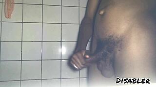 hey you catching me stroking cock hard in bathroom homemade amateur solo?