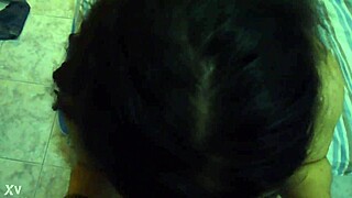 argentinian brunette latina milf gives sloppy blowjob and titty handjob