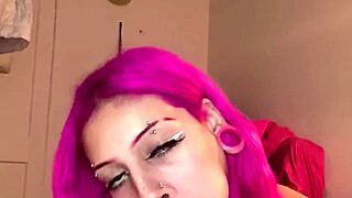 Nali Marie slobbers wildly on huge dildo in solo sloppy blowjob frenzy!