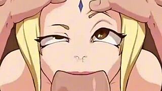 tsunade's hentai oral ends in massive facial cumshot