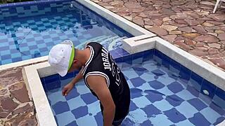 Pool guy sneaks in to thrill pregnant milf alone part 1