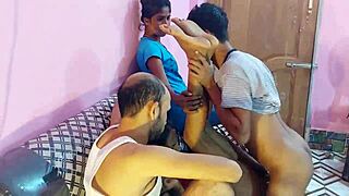 sexy bengali wife looks hot with cocks stretching tight pussy foursome bang