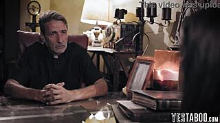 Busty milf cheats fucks priest for church forgiveness