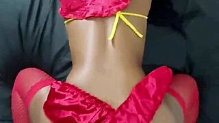 wanna watch this skinny black babe's hardcore anal quickie?