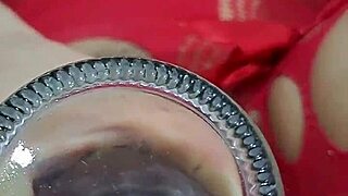 Colombian emo fat girl's huge wet pussy squirts creamy orgasm on coca cola bottle masturbation