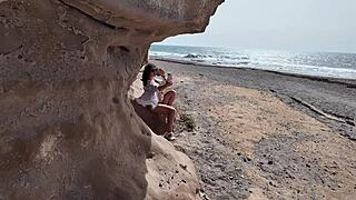 sexy curvy wife cums screaming loud doggy creampie beach public rough orgasm