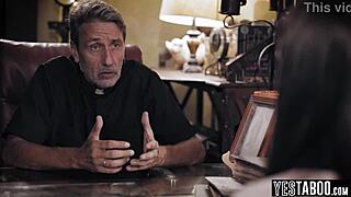 Busty milf cheats fucks priest for church forgiveness