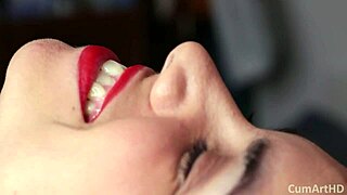 whoa close up on that massive cumshot filling her mouth completely