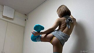 Naked Japanese Shaved Gal Flashes Big Boobs In Sexy Socks Sweater