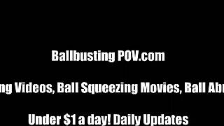 kick your balls black and blue mistress femdom ballbusting humiliation!