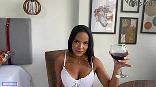 Big ass brazilian slut with long hair and natural tits rides black cock hard cowgirl till she orgasms wet