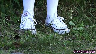 hey loser, bossy british dominas in uniforms suck your pathetic cock outdoors humiliating you cfnm style
