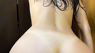 fresh from shower my skinny slut spreads for rough ride