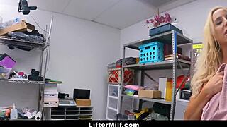 milf shoplifter bends over for officer's pov punishment in garage office