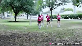 Blonde Soccer Teens Share Monster Cocks Foursome