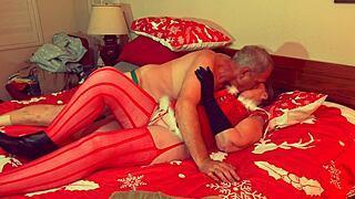Granny Carmen's Christmas stick and dick orgasms hit hard in July