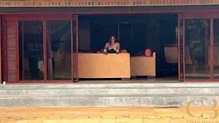 Jealous petite latina girlfriend rides neighbor's monster BBC cowgirl juicy