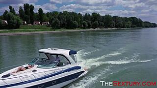 Petite anal slut with small tits gets hardcore fucked on party boat
