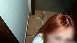redhead nerd flashes panties then sucks cock in school library